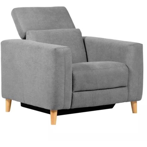 Fauteuil relax électrique en tissu gris avec pieds en bois - POLO