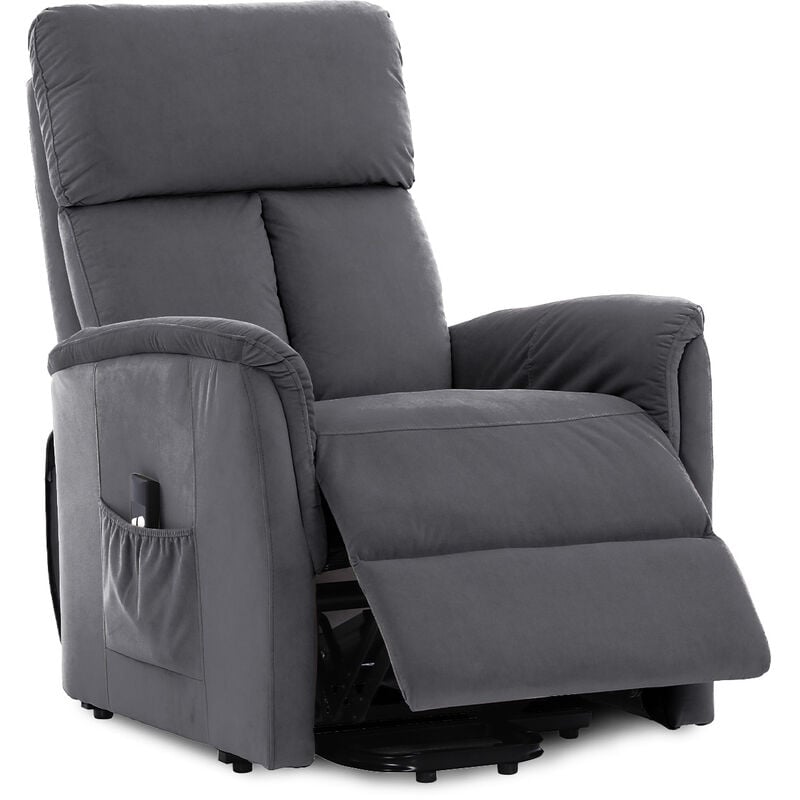 Deco In Paris - Fauteuil relax électrique et releveur en tissu gris johnny