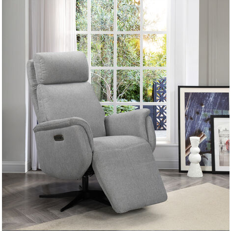 Fauteuil relax électrique en tissu polyester couleur Gris clair - Longueur 75 x Profondeur 75 x Hauteur 111 cm