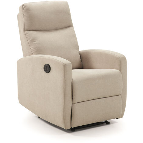 Fauteuil relax électrique en tissu waterproof couleur Ivoire - Longueur 66 x Profondeur 88 x Hauteur 103 cm