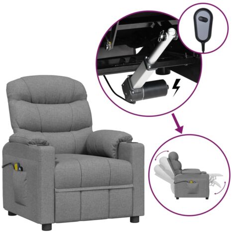 Fauteuil relax électrique Fauteuil de massage - Fauteuil de Relaxation Gris clair Tissu BV610235 - BonneVie