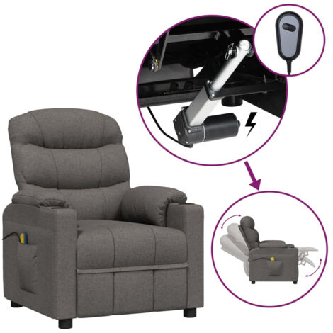 Fauteuil relax électrique Fauteuil de massage - Fauteuil de Relaxation Gris foncé Tissu BV847938 - BonneVie