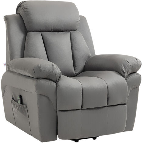 Fauteuil relax électrique releveur inclinable gris avec repose-pieds ajustable