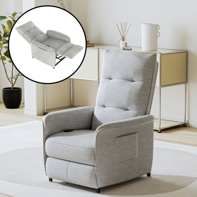 [en.casa] - fauteuil relax électrique savukoski 102 x 58 x 81 cm gris clair