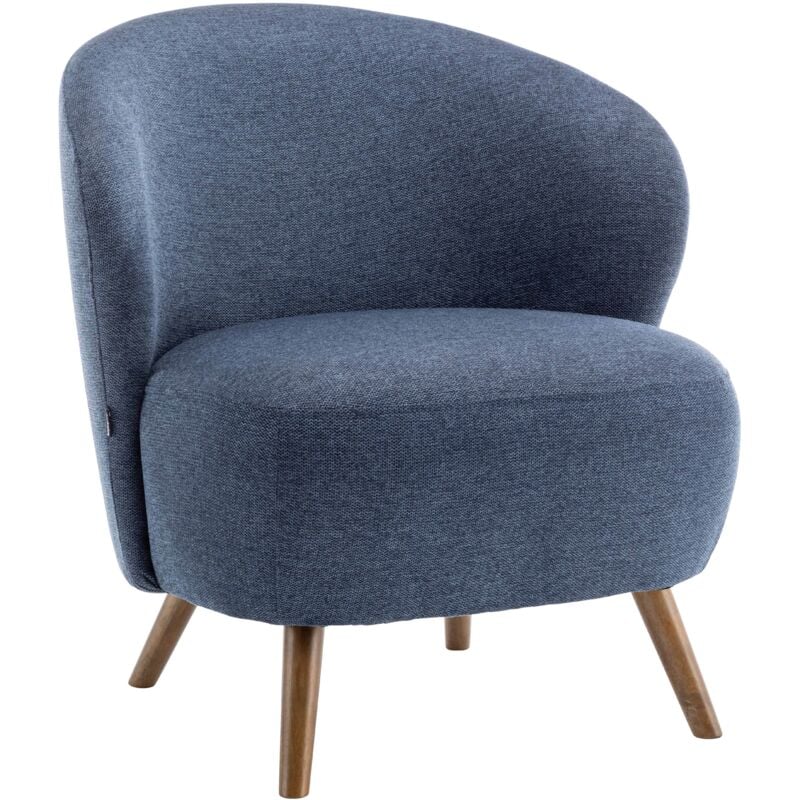 Fauteuil relax en bois et tissu bleu foncé