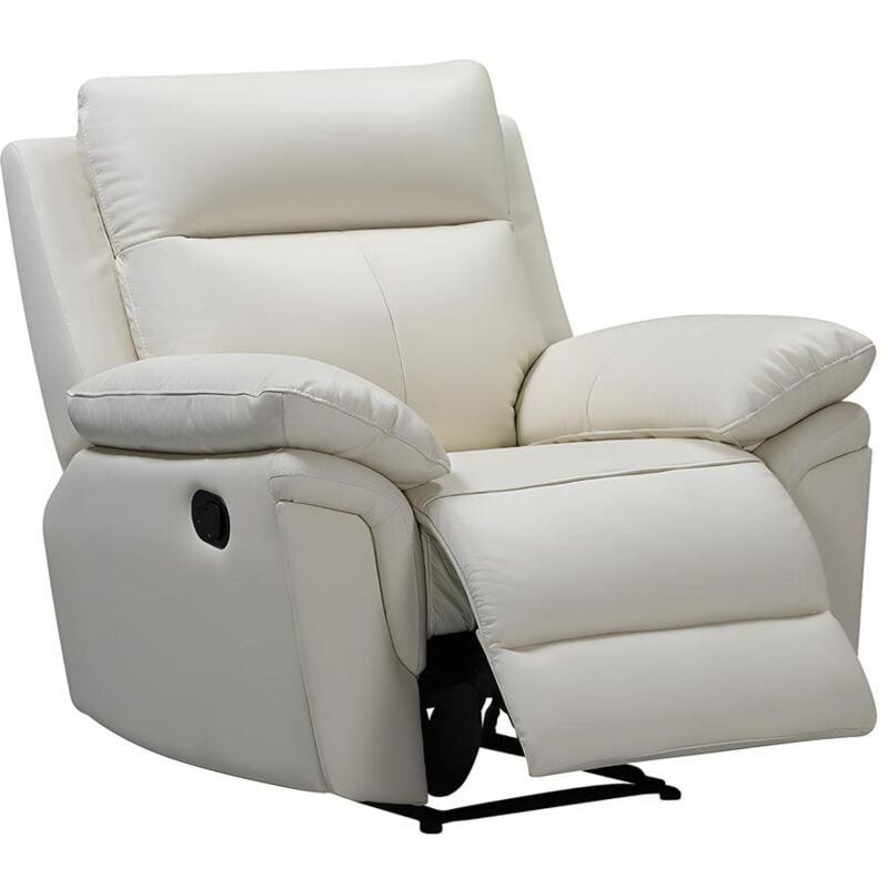 Vente-unique - Fauteuil relax en cuir de buffle pakita - Ivoire