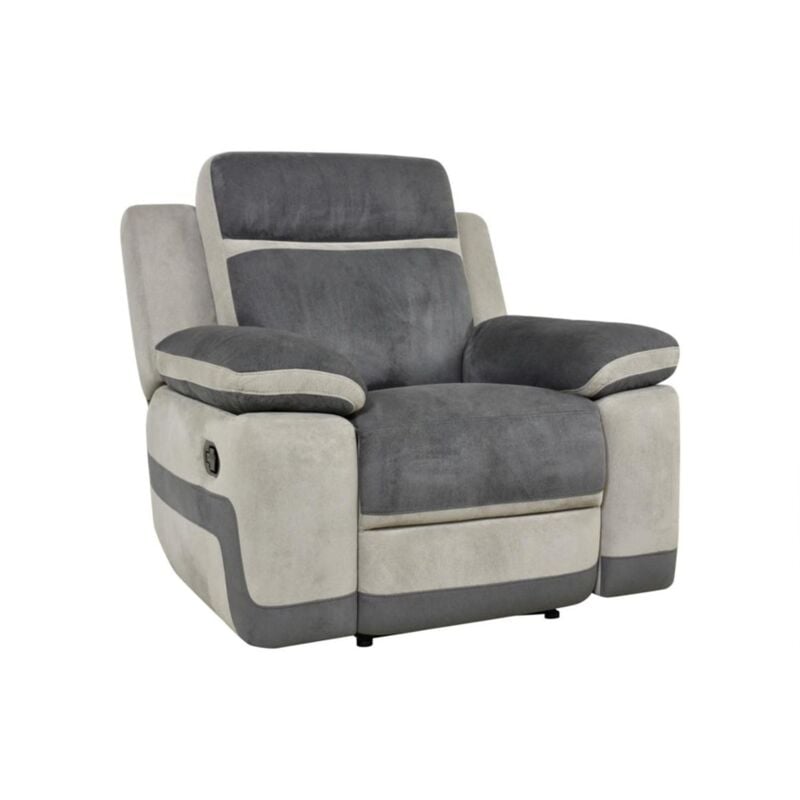 Vente-unique - Fauteuil relax en microfibre anthracite et bandes gris clair talca