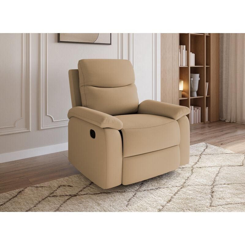 Jacob - Fauteuil relax effet simili cuir camel jacob