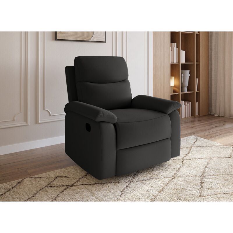 Jacob - Fauteuil relax effet simili cuir noir jacob