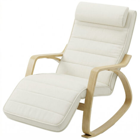 Fauteuil relax en velours crème avec massage, chauffage, appui-tête et repose-pieds