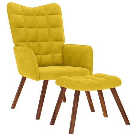 Fauteuil relax en velours jaune avec repose-pieds intégré – Confort maximal, design élégant pour salon ou chambre