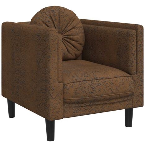 Fauteuil relax  Fauteuil avec coussin marron similicuir daim