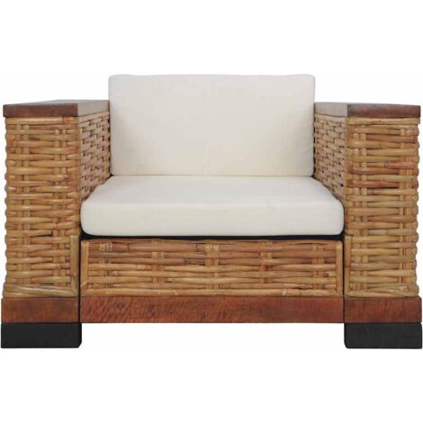 Fauteuil relax  Fauteuil avec coussins Marron Rotin naturel