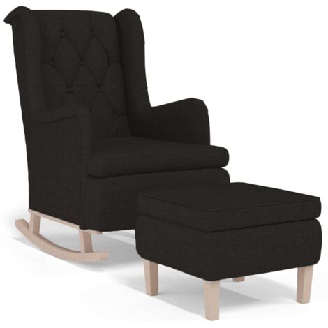 Fauteuil relax  Fauteuil avec pieds à bascule et tabouret Noir Tissu