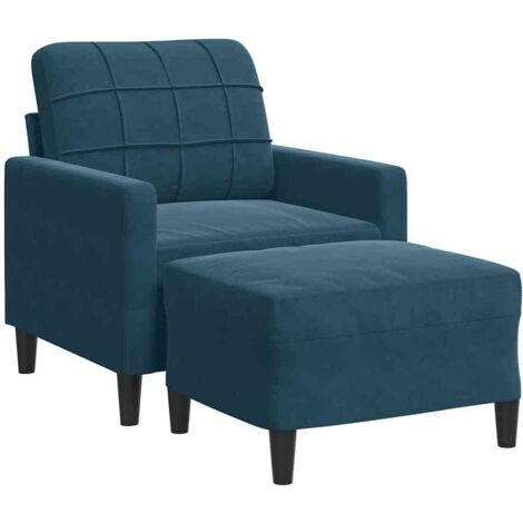 Fauteuil relax  Fauteuil avec repose-pied Bleu 60 cm Velours