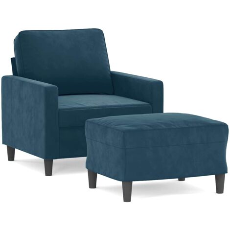 Fauteuil relax  Fauteuil avec repose-pied Bleu 60 cm Velours