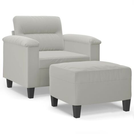 Fauteuil relax  Fauteuil avec repose-pied Gris clair 60 cm Tissu microfibre