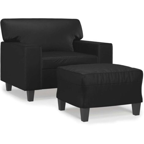 Fauteuil relax  Fauteuil avec repose-pied Noir 60 cm Similicuir