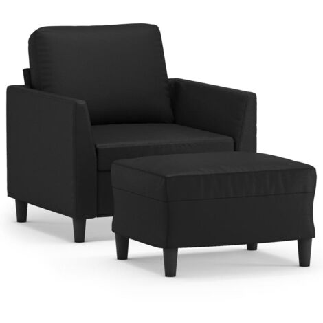 Fauteuil relax  Fauteuil avec repose-pied Noir 60 cm Similicuir