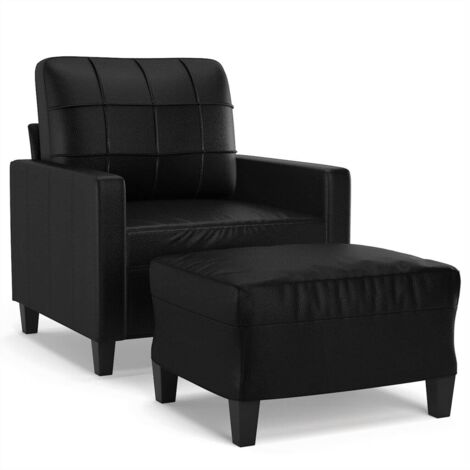 Fauteuil relax  Fauteuil avec repose-pied Noir 60 cm Similicuir