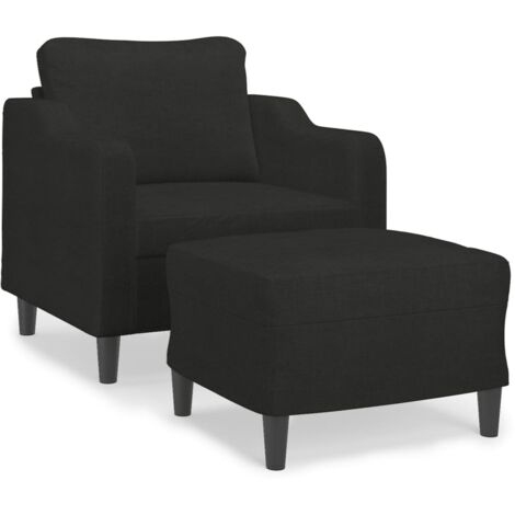 Fauteuil relax  Fauteuil avec repose-pied Noir 60 cm Tissu