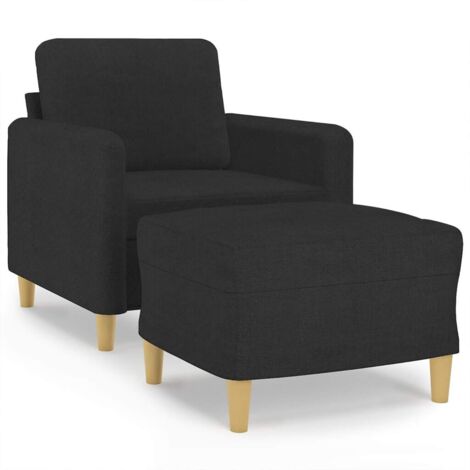 Fauteuil relax  Fauteuil avec repose-pied Noir 60 cm Tissu