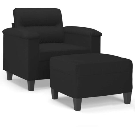Fauteuil relax  Fauteuil avec repose-pied Noir 60 cm Tissu microfibre