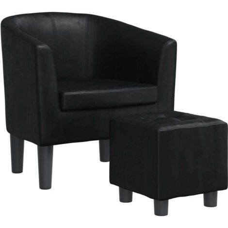 Fauteuil relax  Fauteuil avec repose-pied noir similicuir