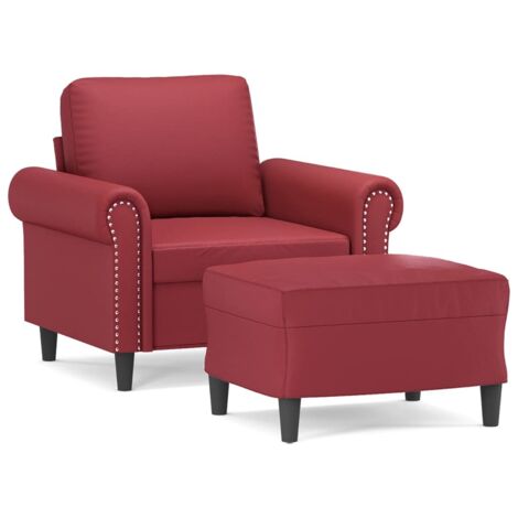 Fauteuil relax  Fauteuil avec repose-pied Rouge bordeaux 60 cm Similicuir
