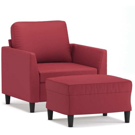 Fauteuil relax  Fauteuil avec repose-pied Rouge bordeaux 60 cm Similicuir