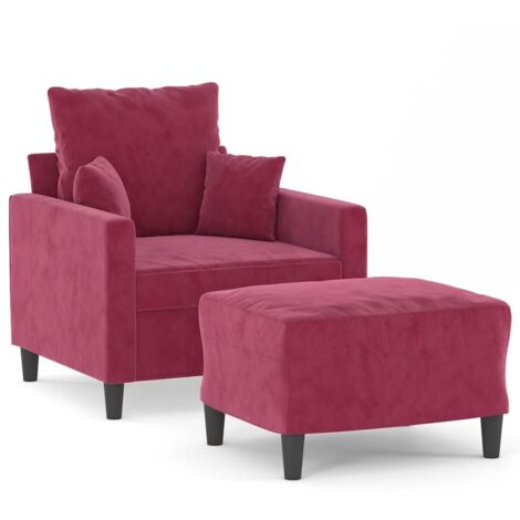 Fauteuil relax  Fauteuil avec repose-pied Rouge bordeaux 60 cm Velours