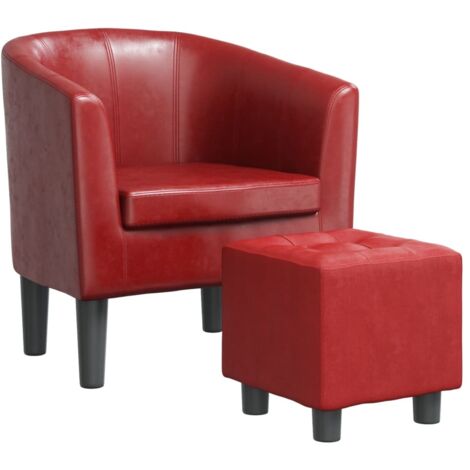 Fauteuil relax  Fauteuil avec repose-pied rouge bordeaux similicuir