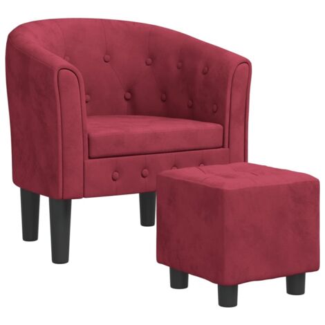 Fauteuil relax  Fauteuil avec repose-pied rouge bordeaux velours