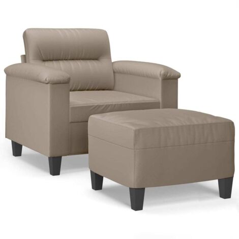 Fauteuil relax  Fauteuil avec repose-pied Taupe 60 cm Tissu microfibre