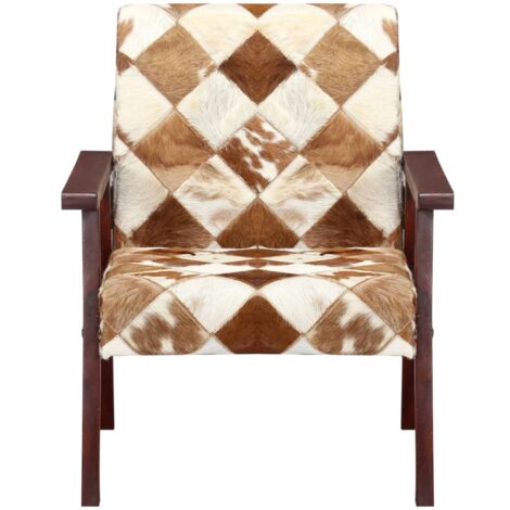 Fauteuil relax  Fauteuil blanc et marron cuir véritable de chèvre