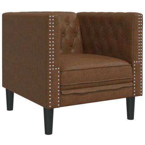 Fauteuil relax  Fauteuil Chesterfield marron similicuir daim