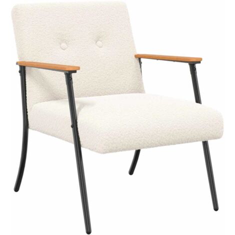 Fauteuil relax  Fauteuil Crème Tissu ressemblant à de la laine bouclée