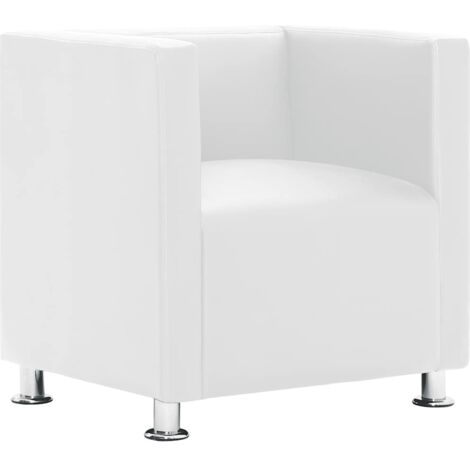 Fauteuil relax  Fauteuil cube blanc simili cuir