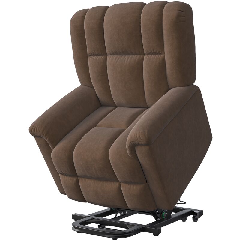 Fauteuil relax, fauteuil de massage électrique 8 points, chauffage lombaire, avec 1 port usb + 1 type c, poches latérales, velours nuage - Marron