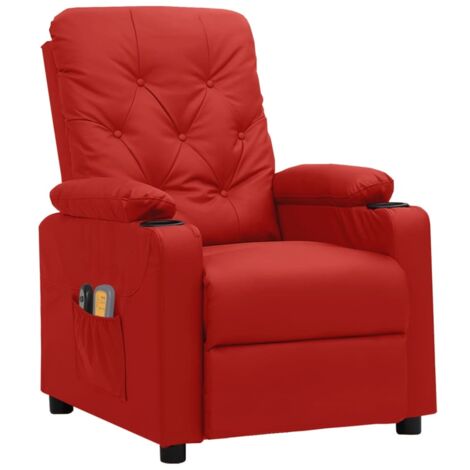 Fauteuil relax  Fauteuil de massage électrique Rouge bordeaux Similicuir