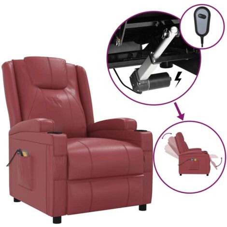 Fauteuil relax  Fauteuil de massage électrique Rouge bordeaux Similicuir