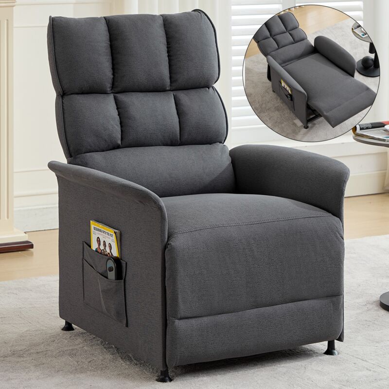 Fauteuil relax, Fauteuil de massage électrique tissu techno, fauteuil inclinable avec poches latérales de rangement, télécommande, avec repose-pieds