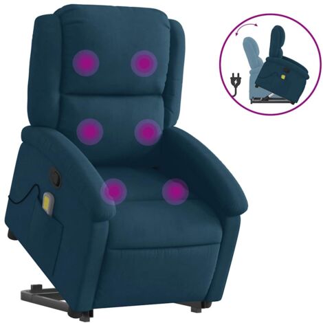 Fauteuil relax  Fauteuil de massage inclinable Bleu Velours