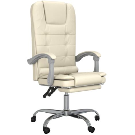 Fauteuil relax  Fauteuil de massage inclinable de bureau Crème Similicuir