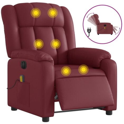 Fauteuil relax  Fauteuil de massage inclinable électrique rouge bordeaux
