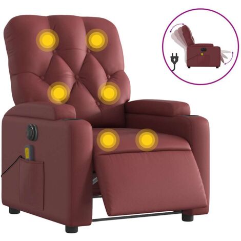 Fauteuil relax  Fauteuil de massage inclinable électrique rouge bordeaux