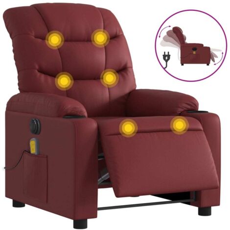 Fauteuil relax  Fauteuil de massage inclinable électrique rouge bordeaux