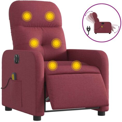 Fauteuil relax  Fauteuil de massage inclinable électrique Rouge bordeaux Tissu