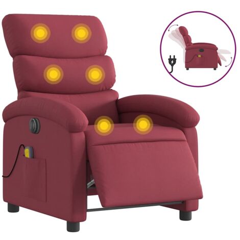 Fauteuil relax  Fauteuil de massage inclinable électrique Rouge bordeaux Tissu