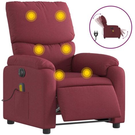 Fauteuil relax  Fauteuil de massage inclinable électrique Rouge bordeaux Tissu